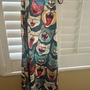Colorful Cat Print Maxi Skirt